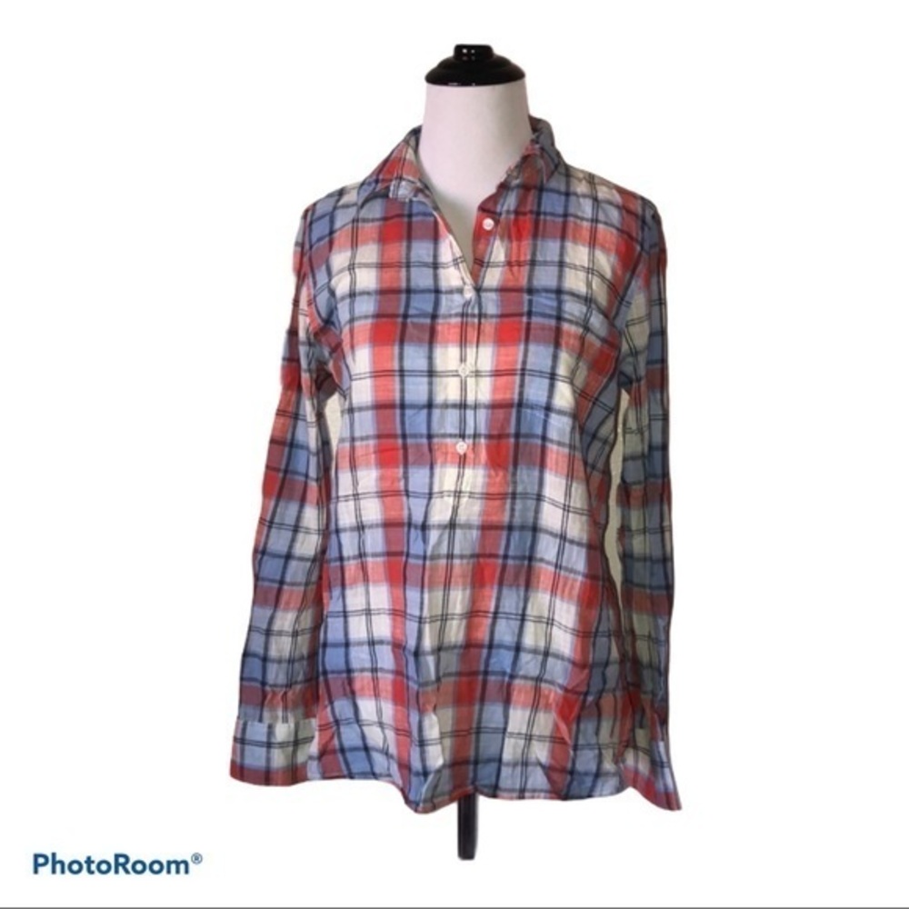 5/$30 🎈 J‎ Crew women’s XS plaid popover blouse